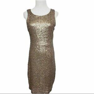 MM Couture Womens bronze sequin party dress stretch‎ Sleeveless size M